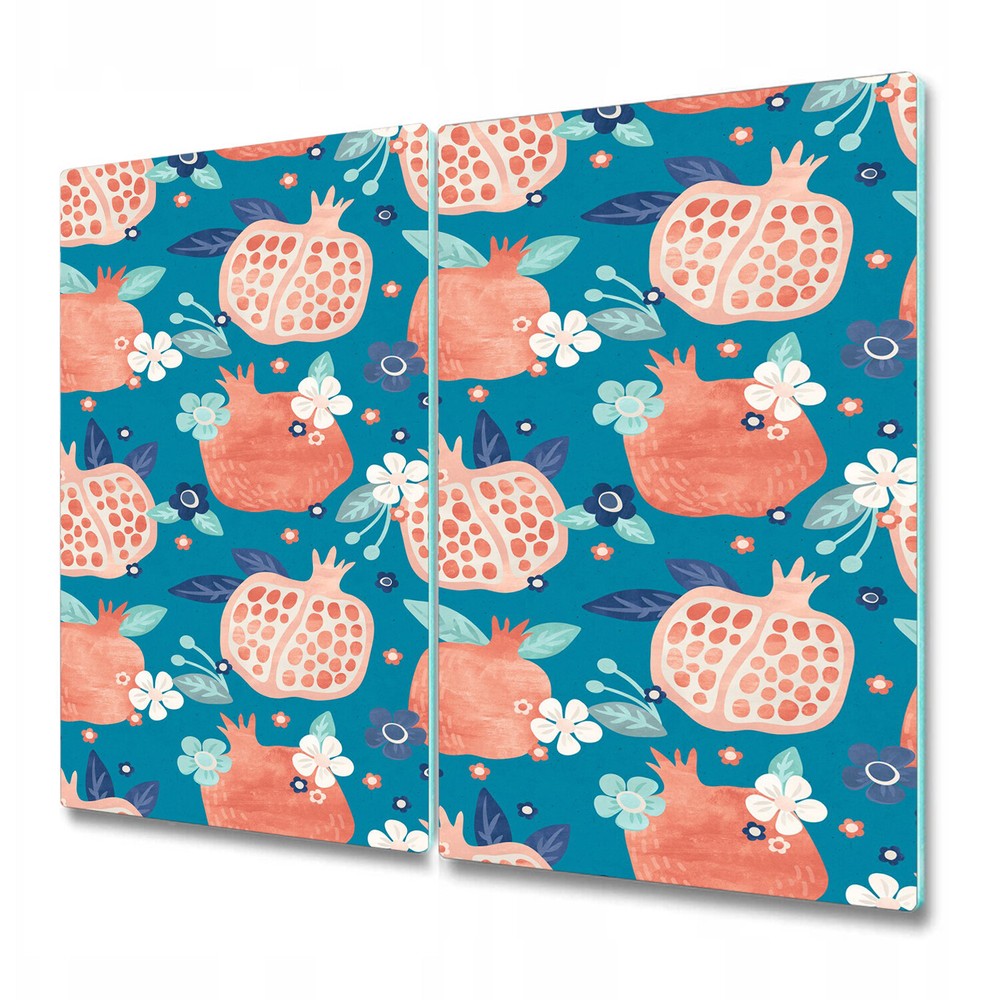 Glass Worktop Kitchen Chopping Board Hand drawn fruits hand painted Watercolour