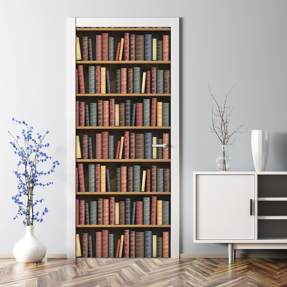 Old Books design library book story bookshelf literature paper Door Decal
