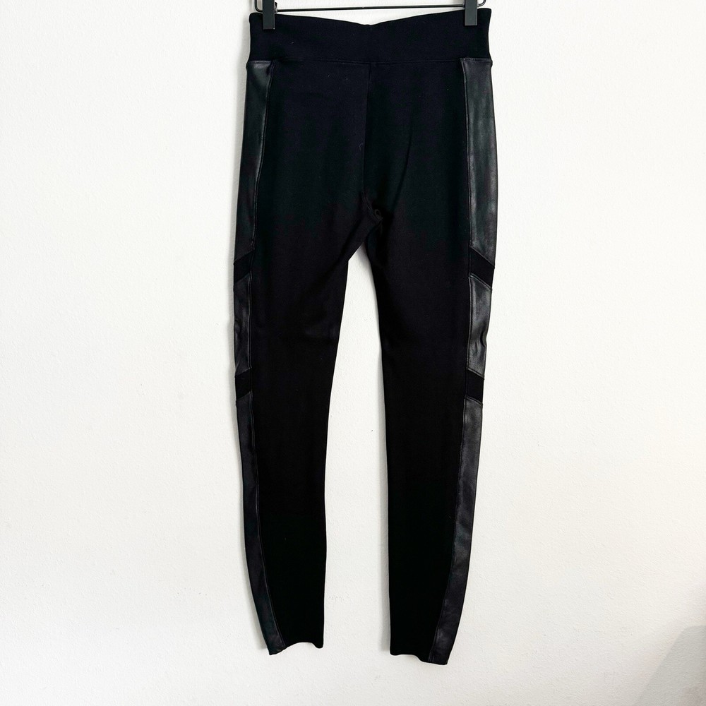 Spanx Women’s leggings Faux Leather On Sides Black Size M