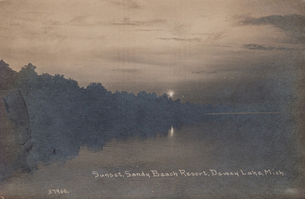 Dewey Lake MI Michigan ~ Sunset Sandy Beach Resort RPPC 1913