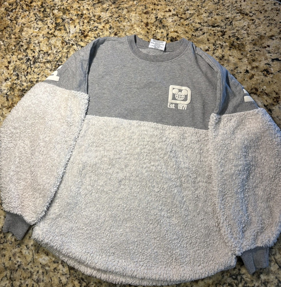 Disney Spirit Jersey Walt Disney World Pullover Sweatshirt Gray White XS Logo