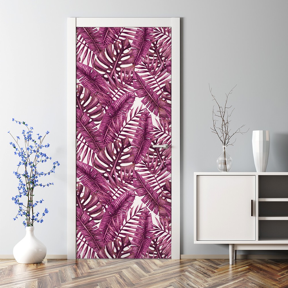 Pinky Exotic Leaves removable Door sticker Self Adhesive Decal Decor Decal Decor