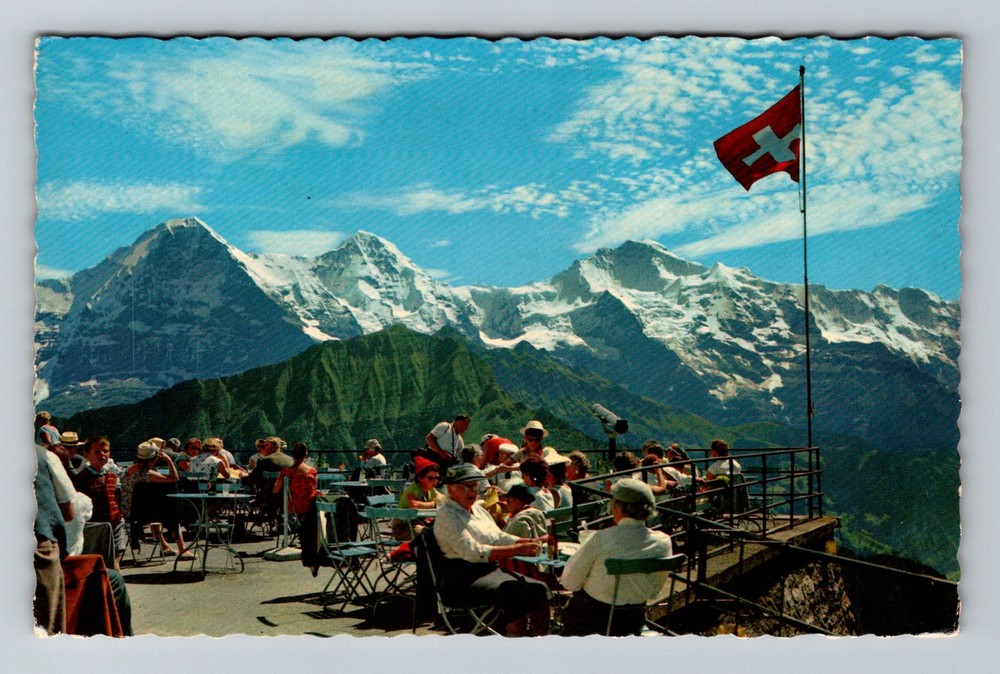 Switzerland- Schynige Platte Alps Mt Eiger Monch & Jungfrau Old Vintage Postcard