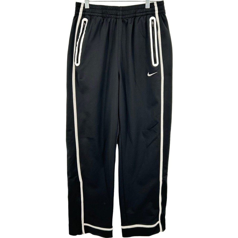 Men's black white striped Nike Dri-Fit baggy wide leg basketball sweatpants