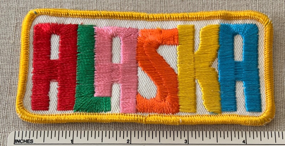 Vintage 1969s-70s ALASKA Twill Embroidered Travel Souvenir PATCH AK Badge