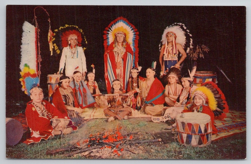 Caughnawaga Indian Reserve Canada Chief Tribe Council Color Photo Postcard