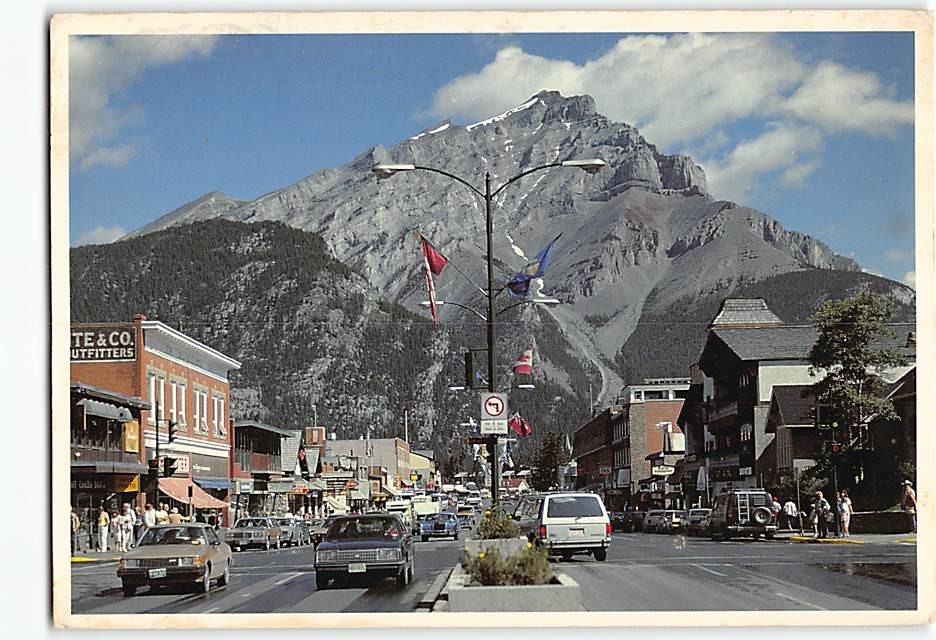 Postcard Banff Avenue Cascade Mountain Alberta Canada