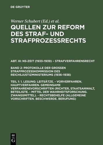 Werner Schubert Quellen zur Reform des Straf- und Strafprozeßrechts,  (Hardback)