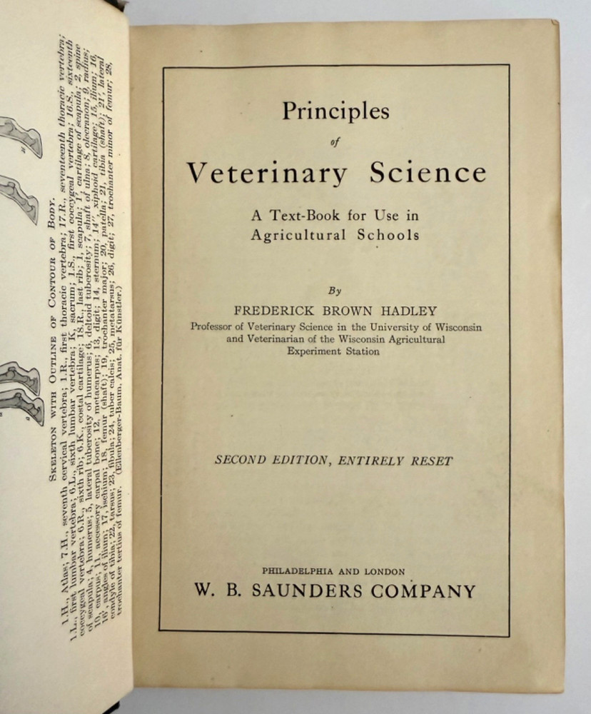 Principles of Veterinary Science 2nd Ed. by Frederick Brown Hadley 1936 reprint