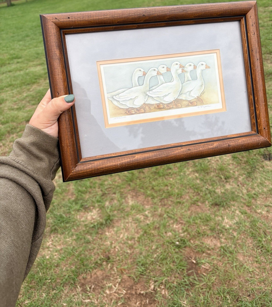 Grace Feycock Signed Numbered Geese Print, Matted & Framed Realism Landscape