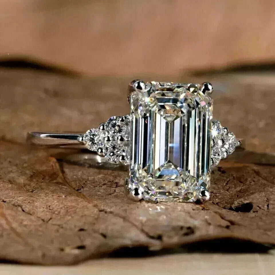3Ct Radiant Cut Moissanite Engagement Ring in 14k White Gold