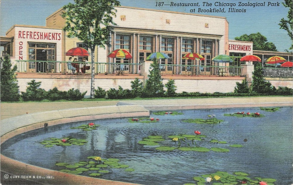 1941 Restaurant, The Chicago Zoological Park at Brookfield, Illinois Postcard