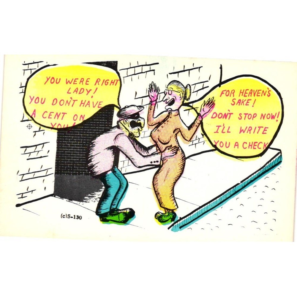 Vintage Clown-O-Gram Comic Postcard Risque Humor Mugger S-130 Sebring Florida