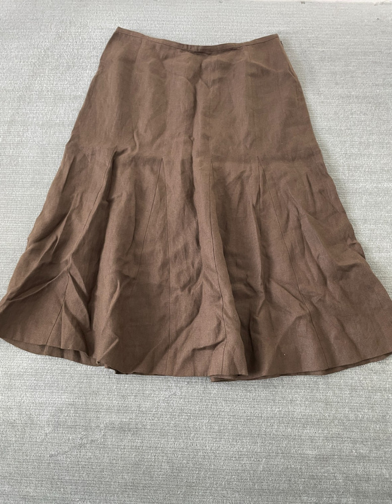 Vintage Talbots Irish Linen Skirts Women 14 Chocolate Midi A Line Academia