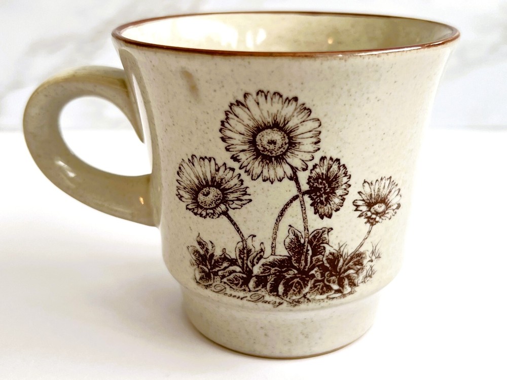 Vintage Noritake Desert Flowers Brown Stoneware Coffee or Tea Mug, Floral Daisy