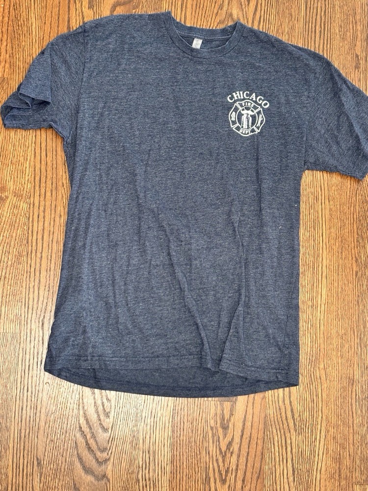 Chicago Fire Department Blue T Shirt Cancer Awareness Size L