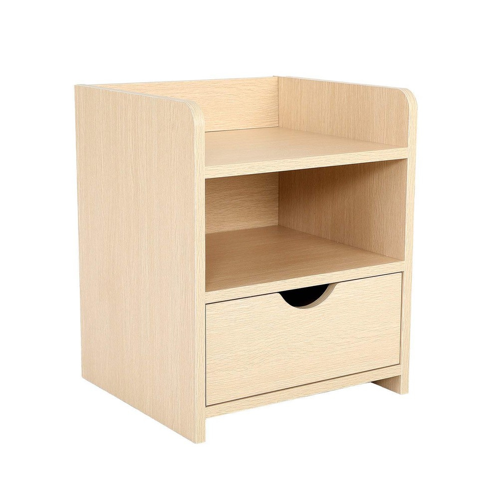 NNEDSZ Bedside Table Side Storage Cabinet Nightstand Bedroom 1 Drawer 2 Shelf LA