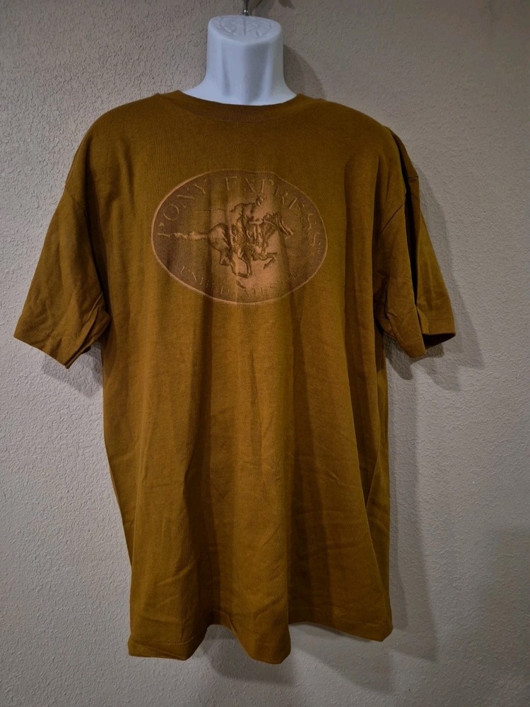 Vintage 90s USPS Pony Express XL Brown T Shirt 1996 80th Anniversary Rare Grail