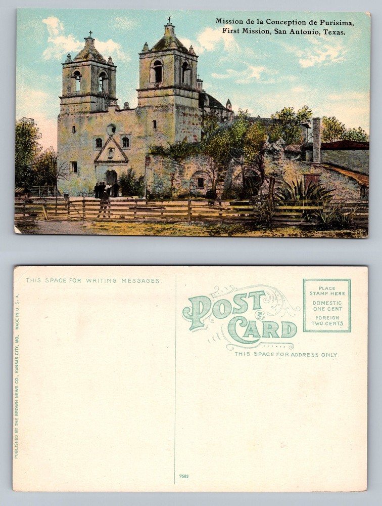 San Antonio, TX-Texas, Mission de la Concepcion View Old Vintage Postcard
