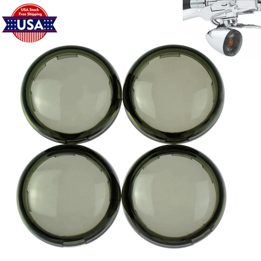 4Pcs Smoke Turn Signal Lens Cover Fit For Harley Dyna Softail Sportster 2000-up