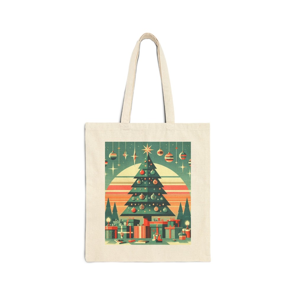 Mid-century Christmas tree cotton canvas tote bag 10 gift