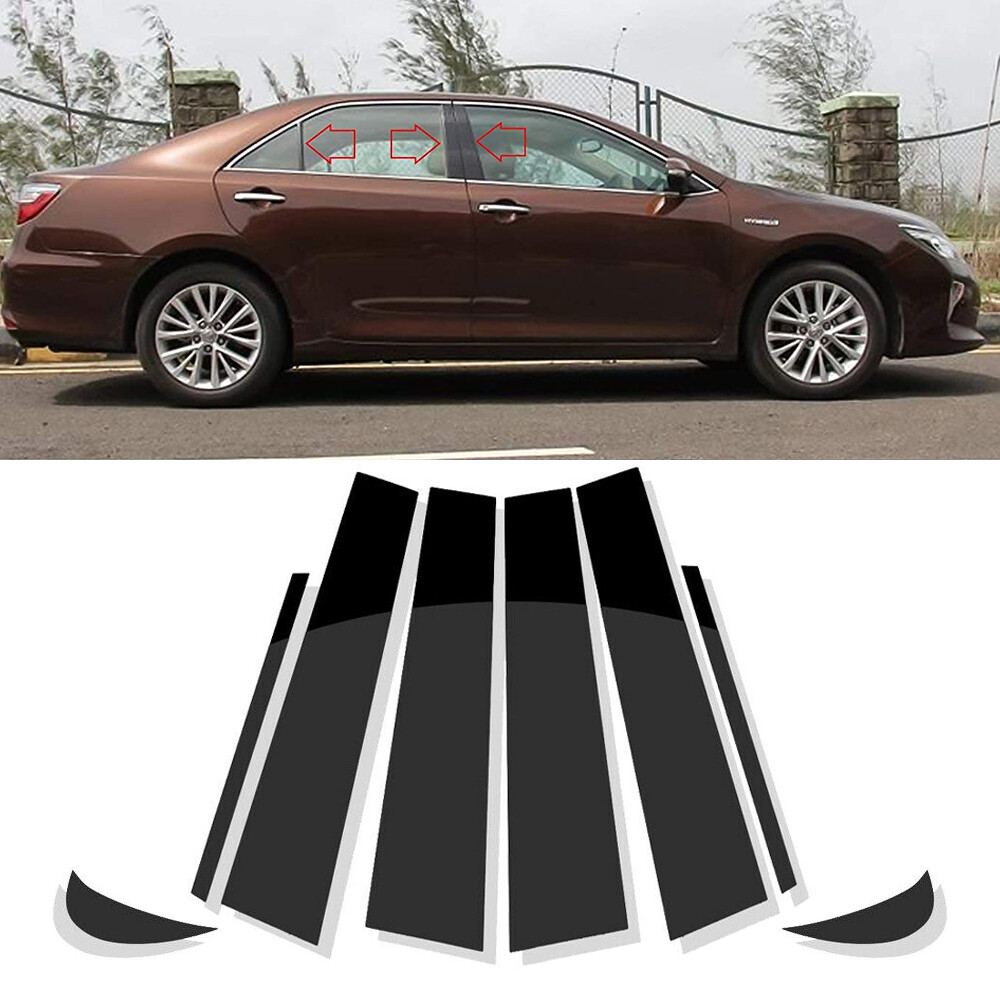8PCS Pillar Post Window Door Trims Covers Gloss Black For 2018-2022 Toyota Camry