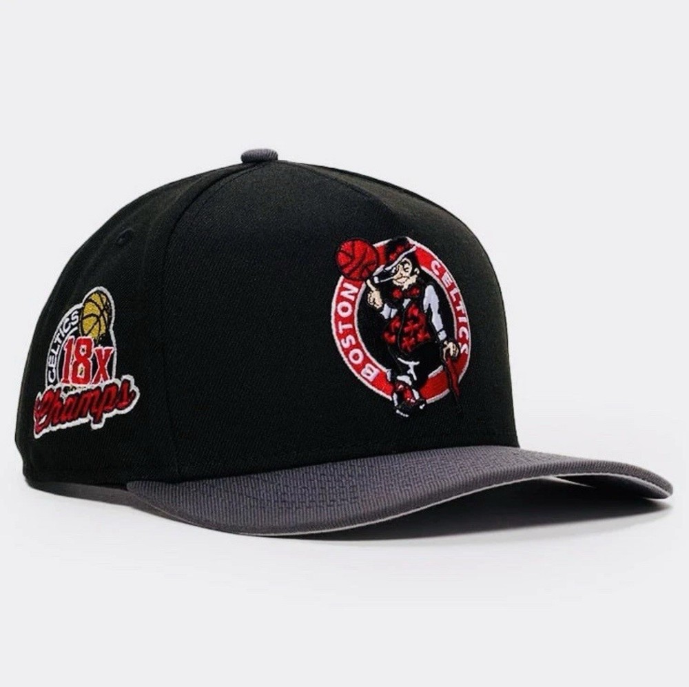 New Era Boston Celtics NBA 18x Champions Side Patch A-Frame 9FIFTY Snapback Hat