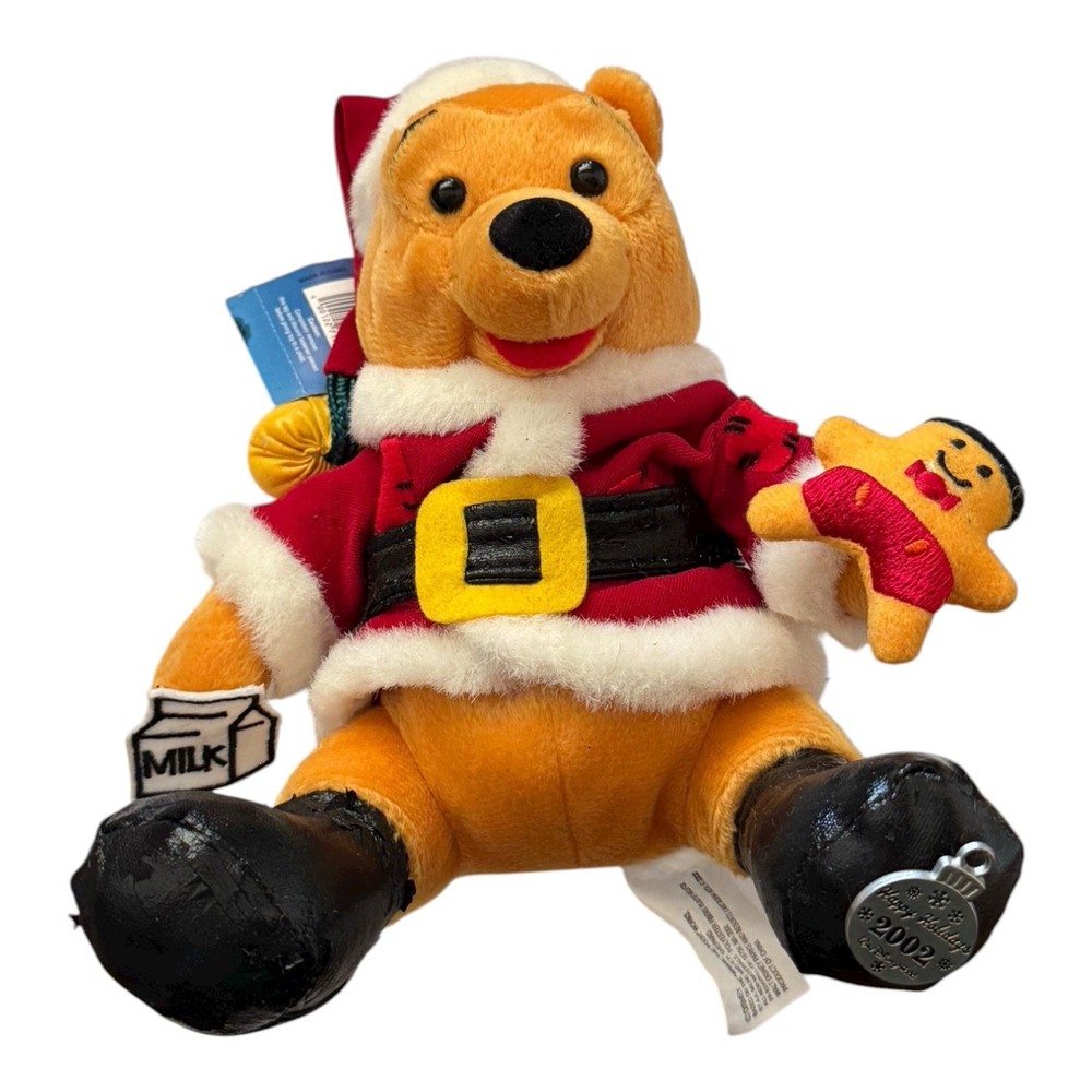 Winnie The Pooh Santa Pooh Disney Parks Bean Bag Plush 2002 NWT