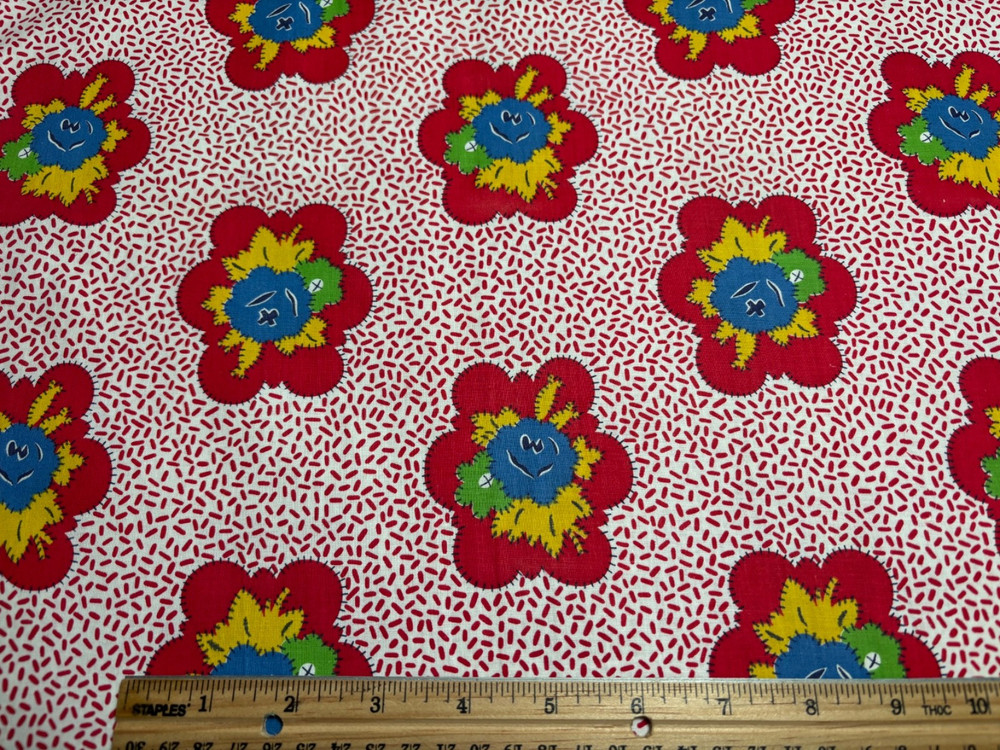Antique Vintage Cotton Fabric 1940s PRETTY Blue Roses 35w 1/2yd