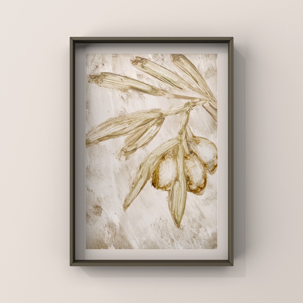 Minimalist Olive Tree Oil Painting White Beige Kitchen Artwork