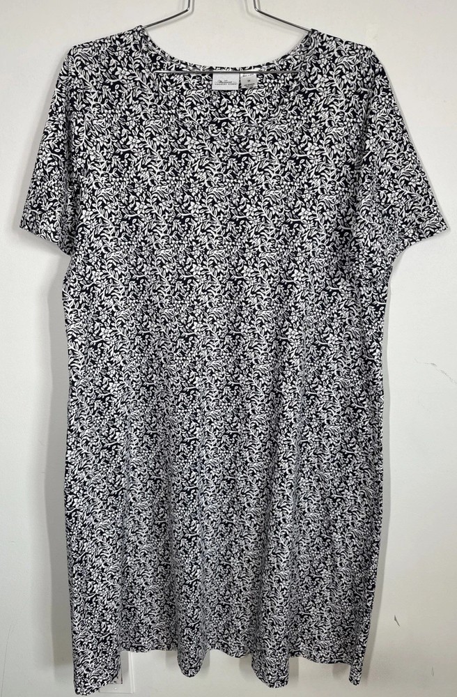 Vermont Country Store A Line Midi Floral Short Sleeve Pocket Dress 1X Comfort