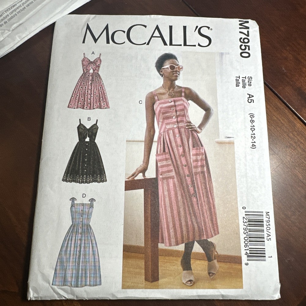 McCalls M7950 Misses Button-Up Dress Sewing Pattern Size 6-8-10-12-14 Uncut