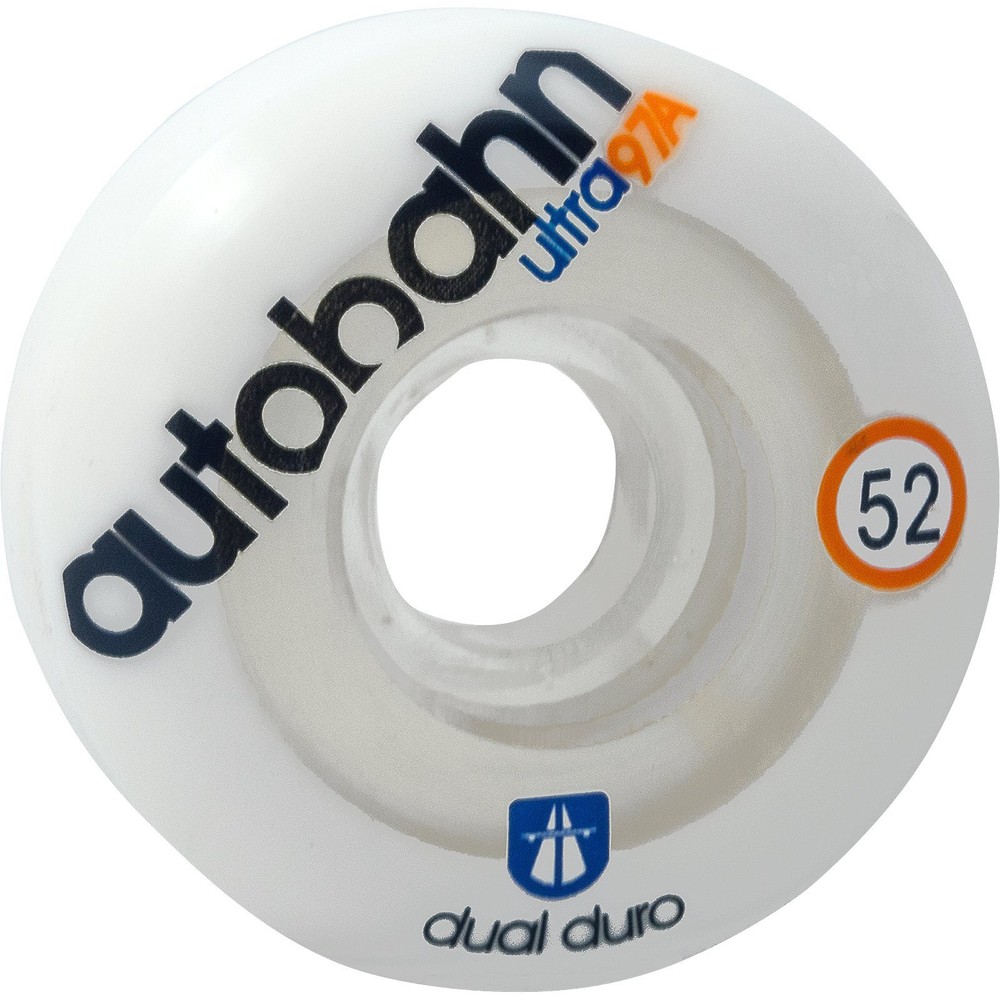 Autobahn Dual Durometer Ultra 52mm 97a White/Clear Skateboard Wheels (Set of 4)