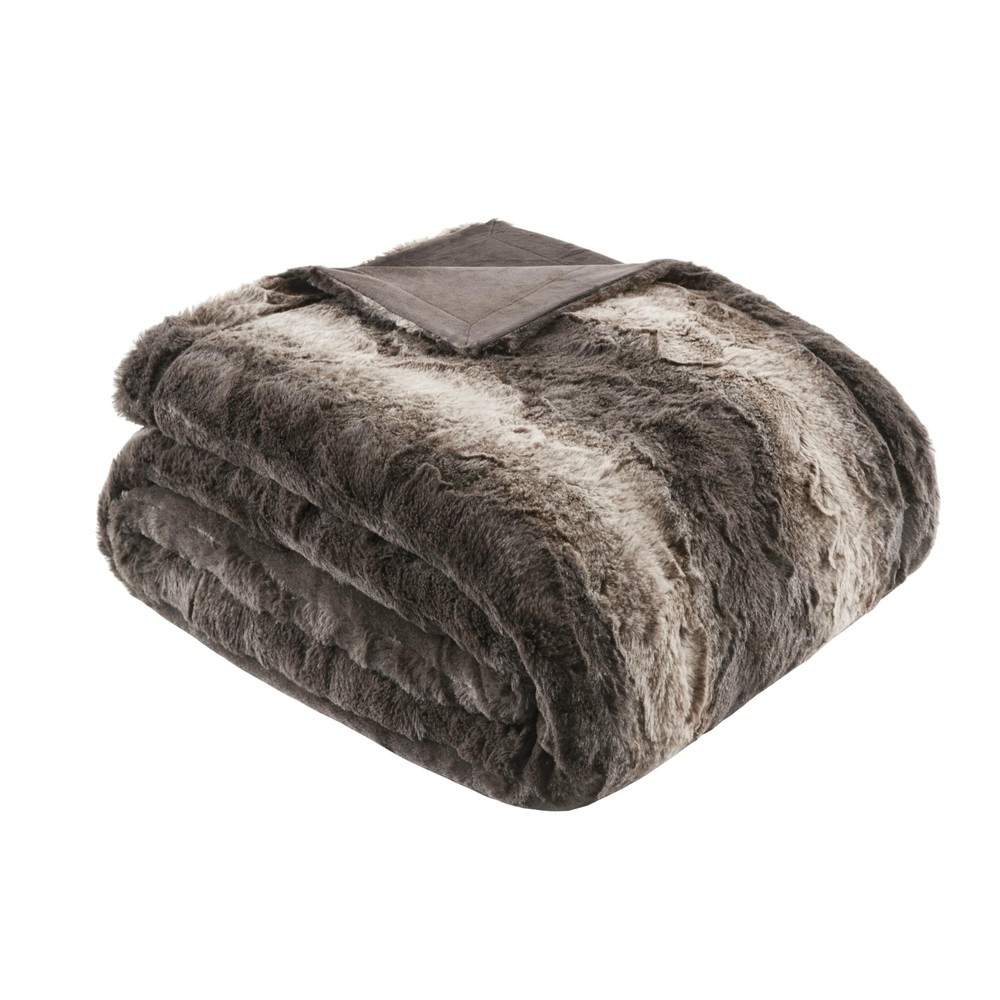 Zuri Soft Plush Oversized Faux Fur Throw Blanket with Animal Stripes Design