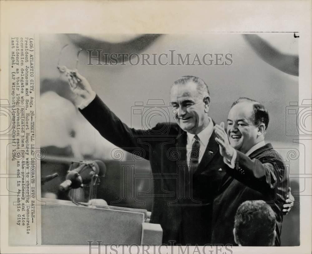 1964 Press Photo President Johnson & Senator Humphrey in Atlantic City, NJ