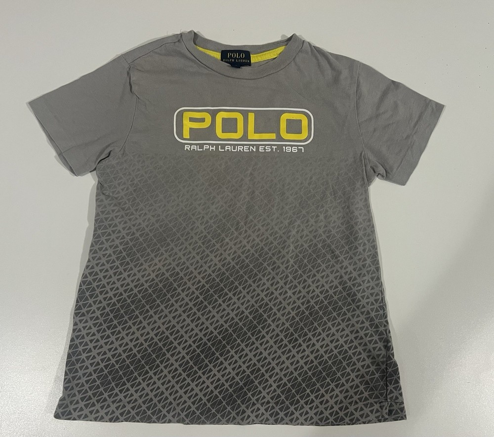 Polo Ralph Lauren T-shirt Boys Size 7 Gray Logo Short Sleeve Casual Cotton