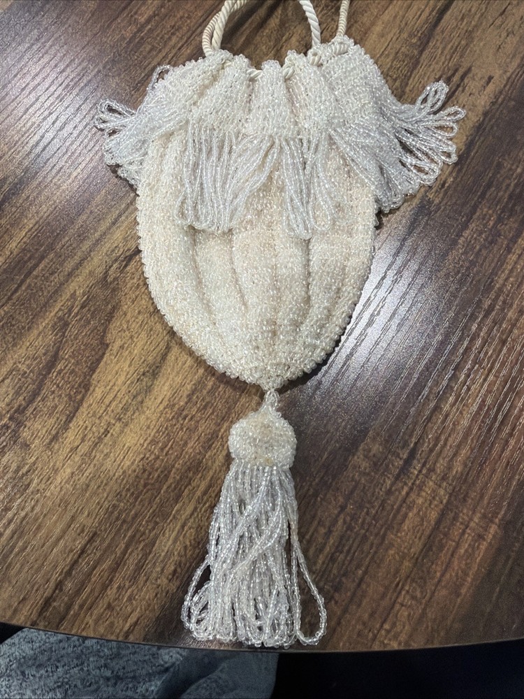 Antique 1920’s Edwardian Style Glass Micro Beaded Drawstring Reticule Bag