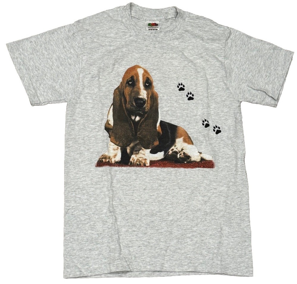 Vintage Basset Hound Dog Tee Shirt Men’s Size Small Fruit Of The Loom BEST