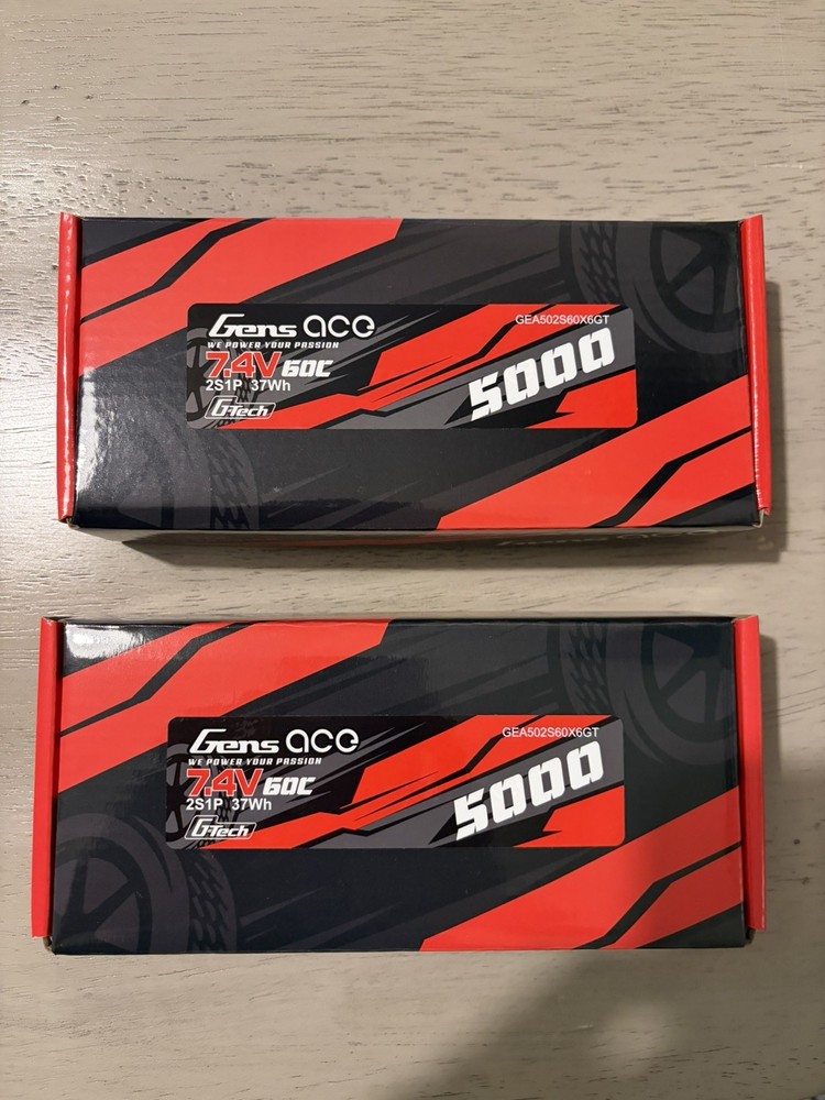 2 Gens Ace 5000mAh 2S 7.4V 60C Short-Size GTech Lipo Battery Pack with XT60-image
