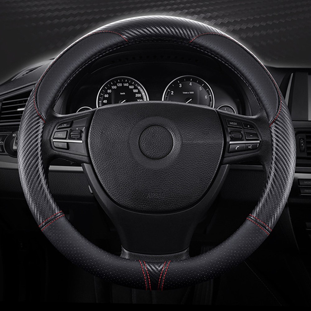 Car Steering Wheel Cover Carbon Fiber Leather For Ford Ranger Fusion Explorer;