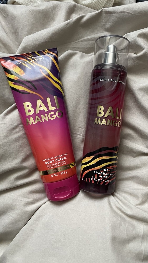 Bath and Body Works Bali Mango Fine Fragrance Mist and Body Cream Set of 2 New