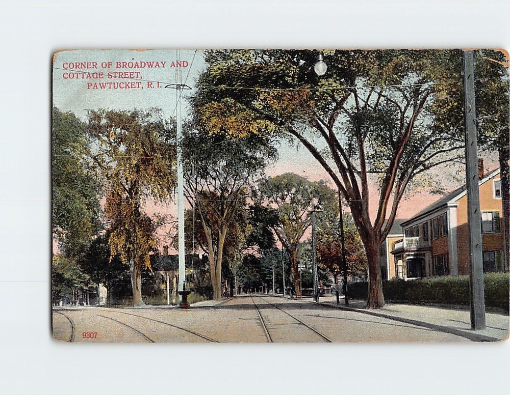 Postcard Corner of Broadway and Cottage Street Pawtucket Rhode Island USA