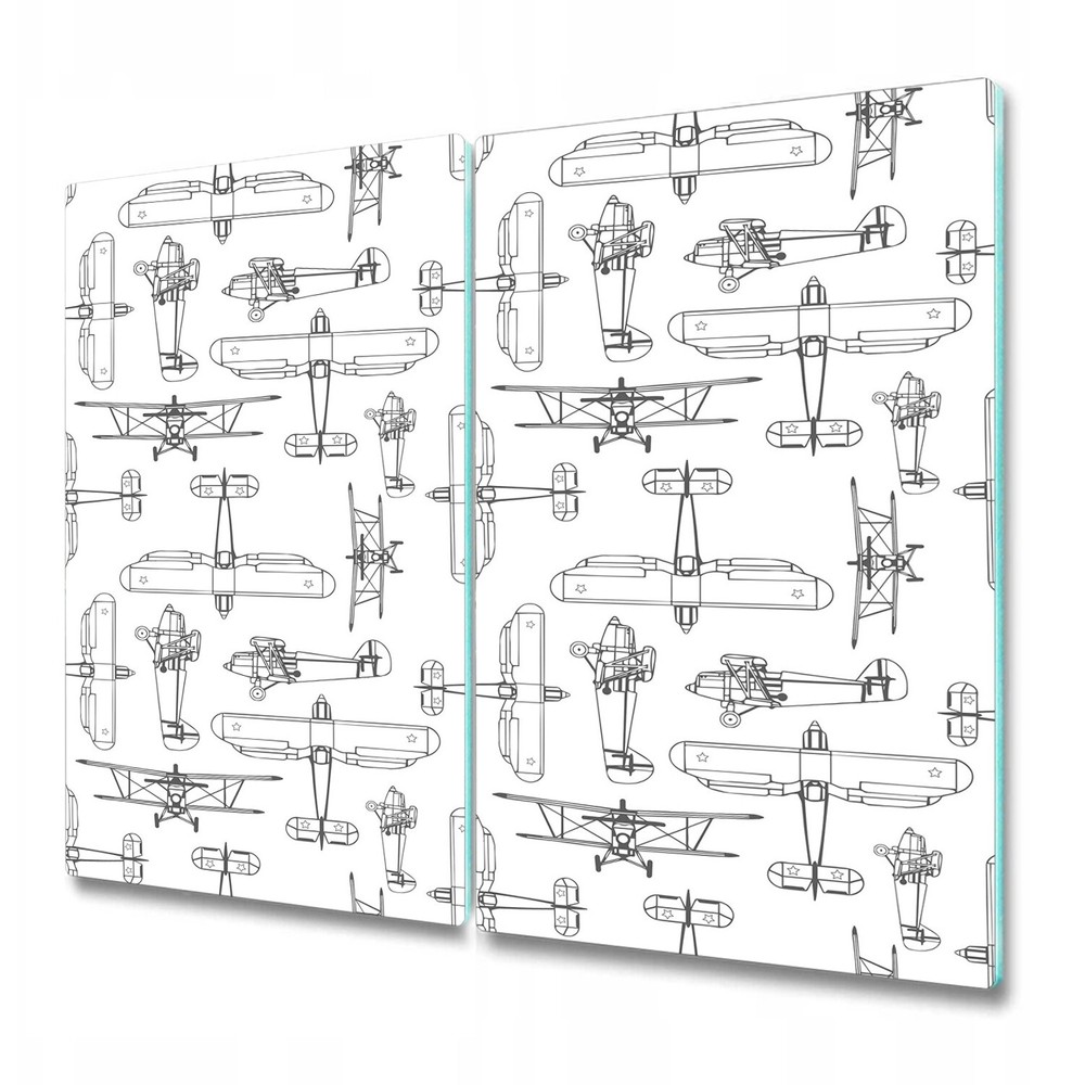 Glass Chopping Board Utensil Board Worktop Saver Airplanes white 2x30x52