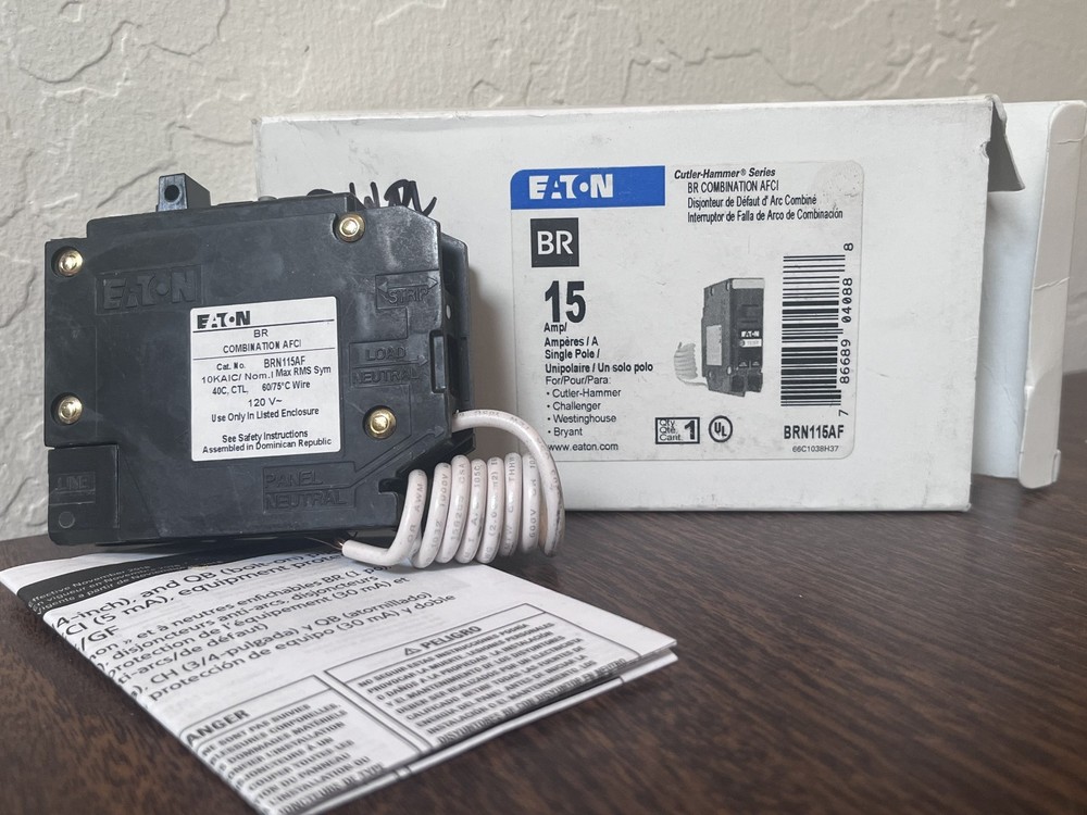 Eaton BRN115AF 15A 1P 120/240V 10 kAIC Combination AFCI Circuit Breaker