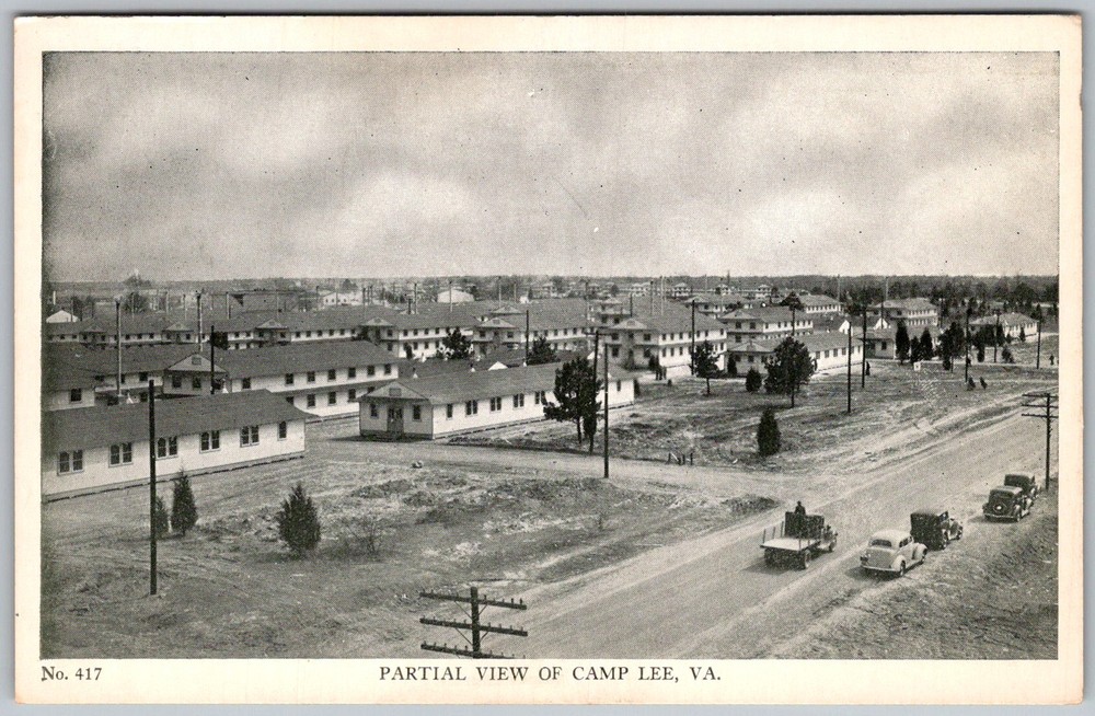 Vtg Postcard Military Barracks View Camp Lee, VA 1940s