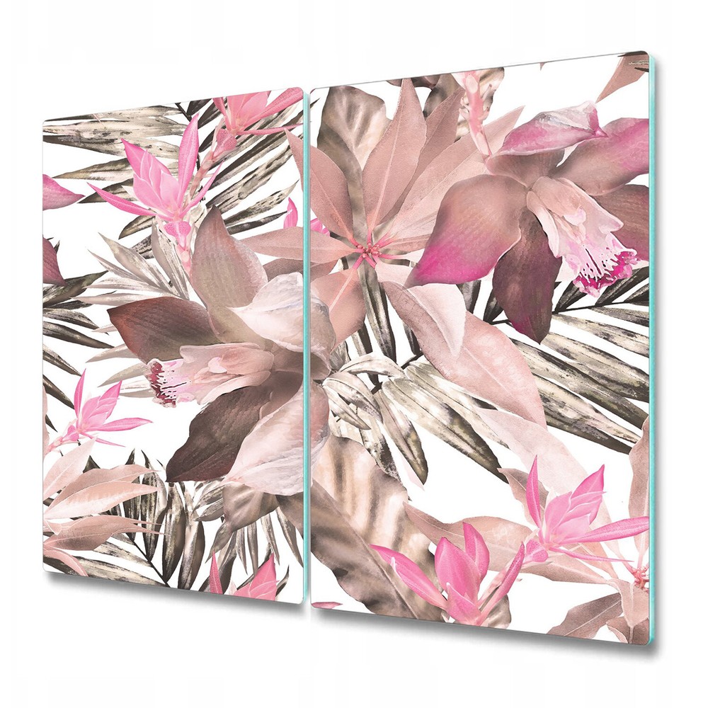 Glass Chopping Cutting Board Tropical Pink | Lovely Exotic Design | 2x30x52