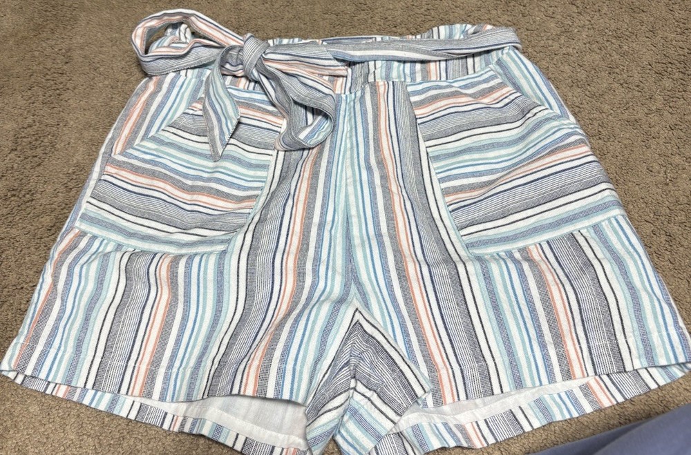 Mi Ami Stripe Shorts Women's Size Large With Belt