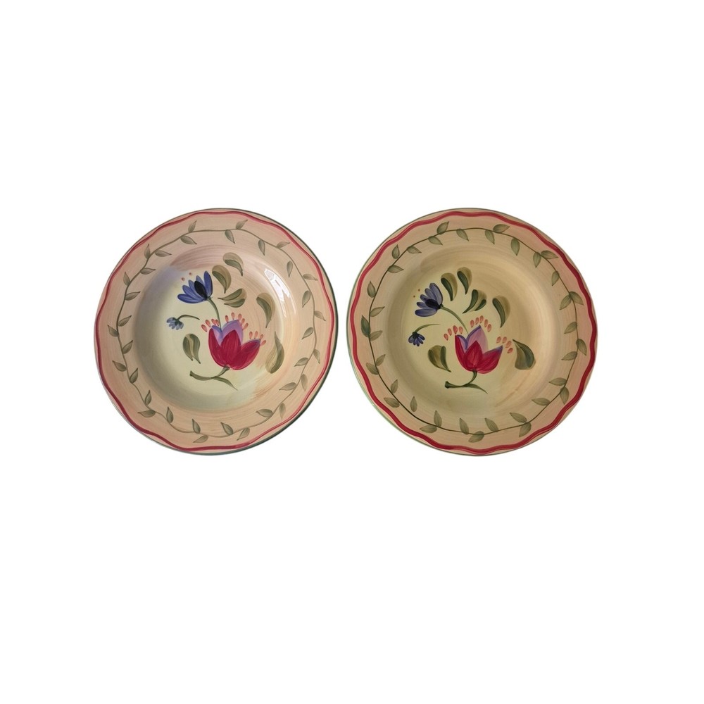 Pfaltzgraff Napoli Hand-Painted Tulip Salad Plates Set of 2 Country Italy Decor