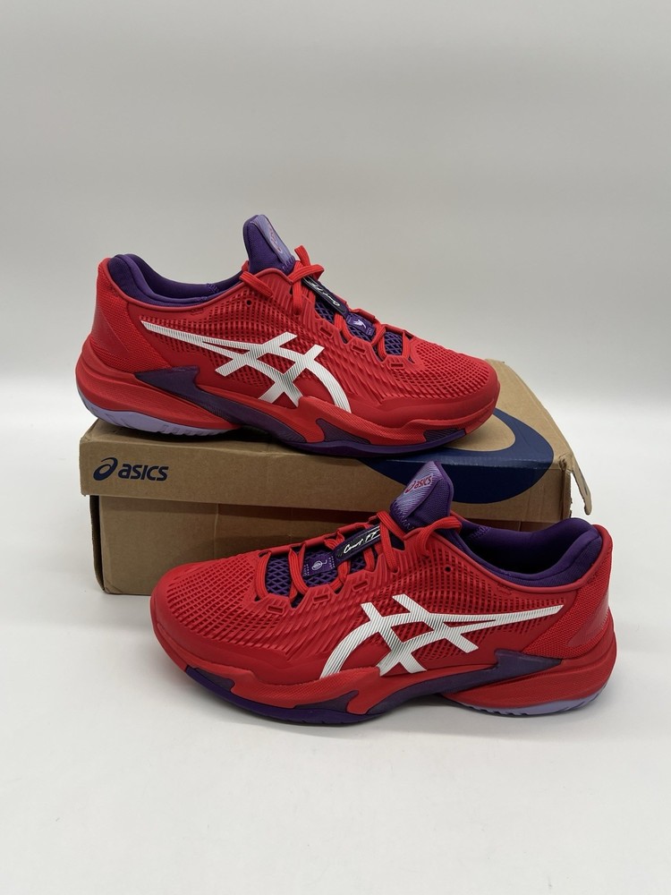 Asics Court FF 3 Novak Men’s Size 10 Classic Red White Synthetic Tennis Shoes.