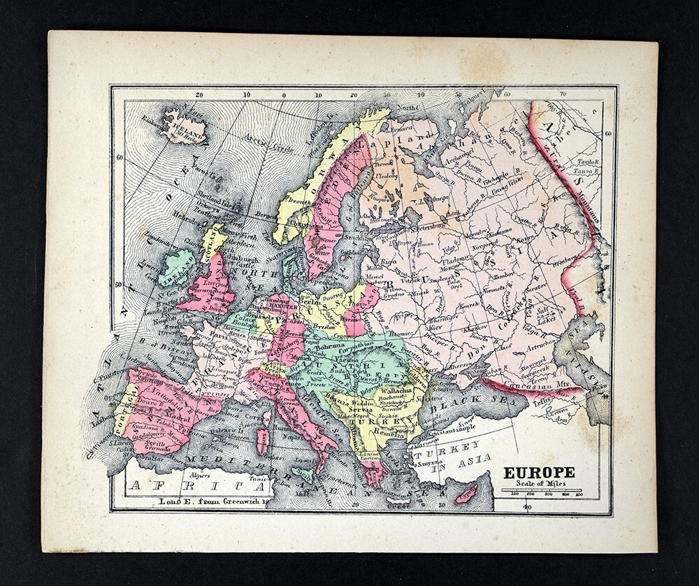 1857 Morse Gaston Map Europe Spain France Italy Germany Britain Austria Sweden